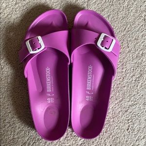 Pink rubber Birkenstocks